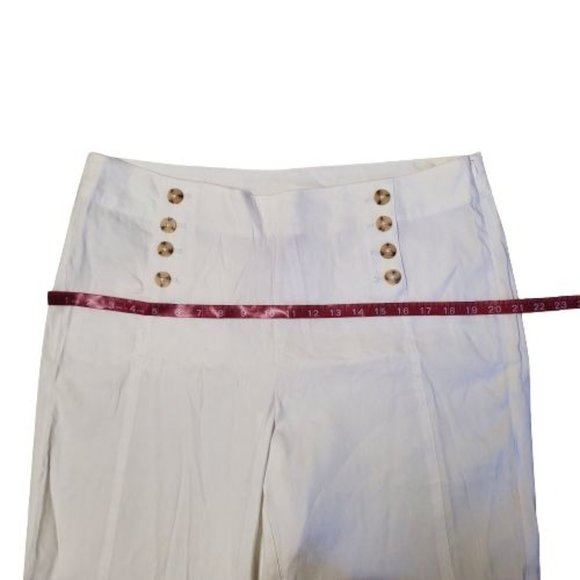 J.Jill Women's White Linen Stretch Sailor Button Wide Leg Crop Pants Size 16 NWT - Picture 9 of 15